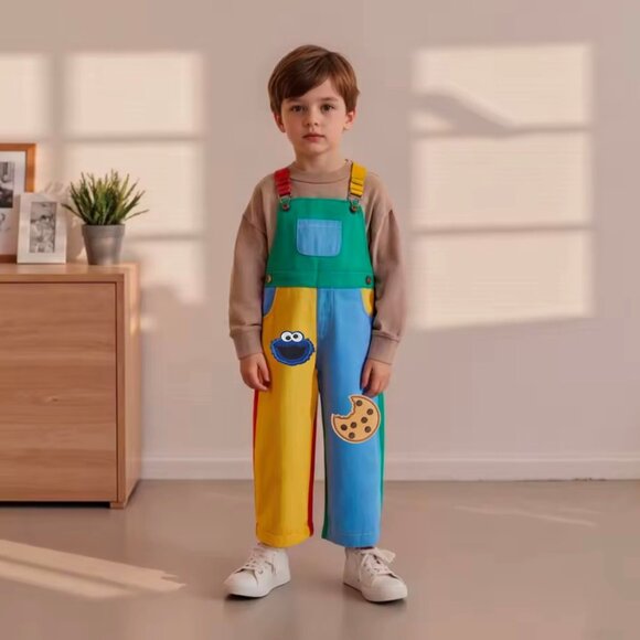 Cookie Monster Overalls Jumpsuit Sesame Street Birthday Bodysuit clothes - Picture 2 of 4